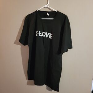 Black T-Shirt with White K 'LOVE' Print TULTEX XL